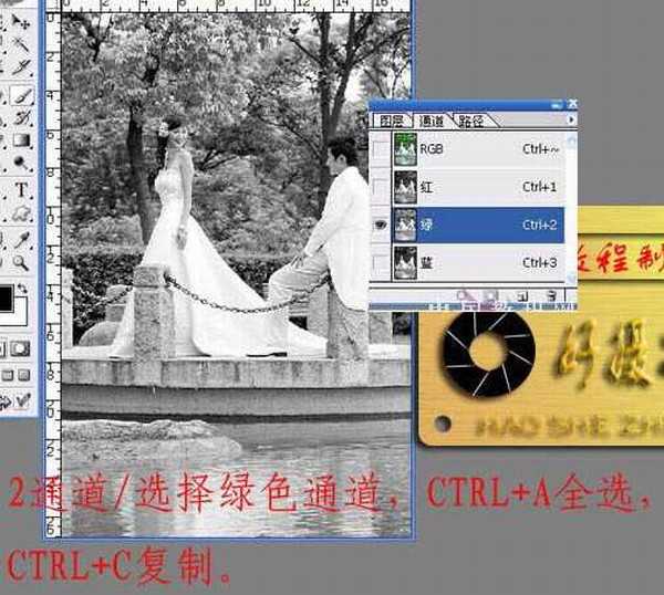 Photoshop将夏日绿色外景婚片打造唯美的青色外景婚片