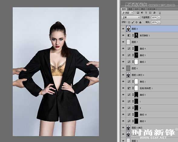 Photoshop打造超酷的性感模特商业后期修图教程