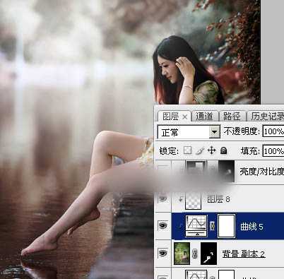 Photoshop将水景人物图片打造唯美的中性红褐色效果教程