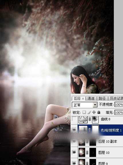 Photoshop将水景人物图片打造唯美的中性红褐色效果教程