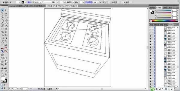 ai怎么设计扁平化的煤气灶图片?