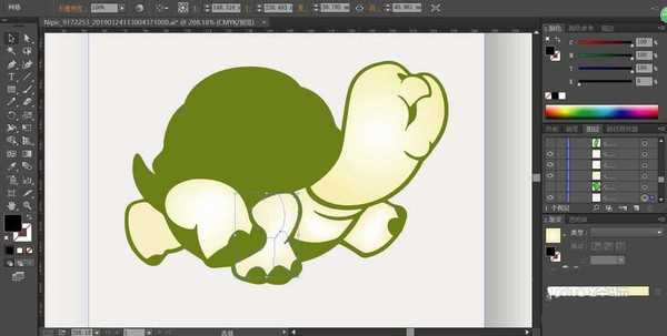 ai怎么手绘卡通乌龟矢量图?