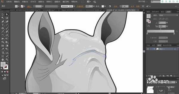 ai怎么手绘犀牛头像? ai犀牛黑白头像的设计方法