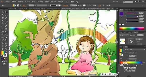 ai怎么手绘荡秋千场景插画? ai荡秋千矢量图的画法